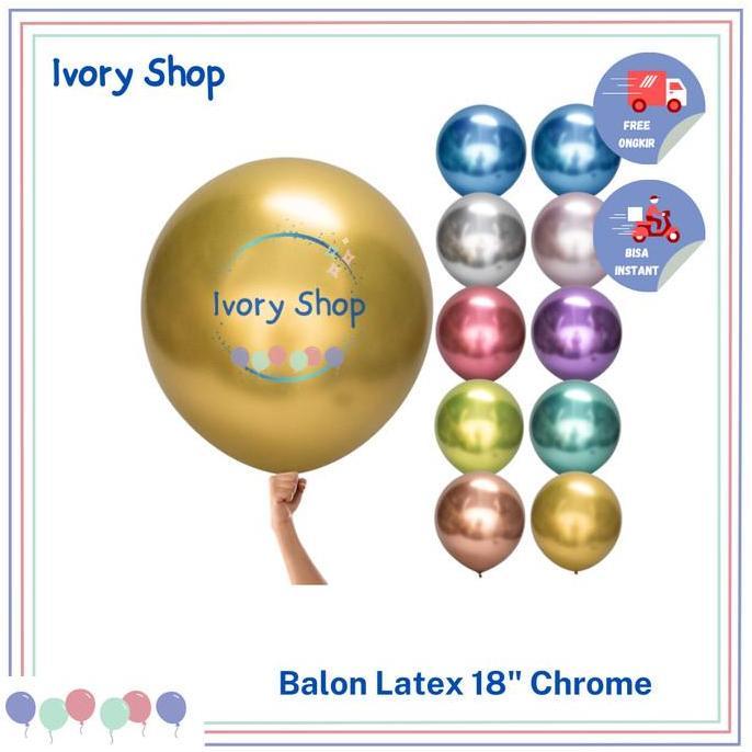 Balon Latex 18 Inch Metalik Chrome / Balon 18 inch Krom Metalic