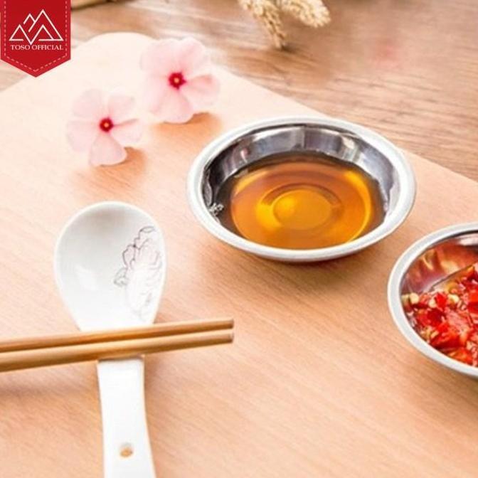 PIRING KECIL PISIN WADAH SAUS SAMBAL BUMBU KECAP STAINLESS SAUCE PLATE