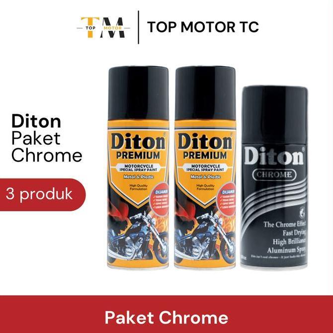 HARGA PABRIK - [PAKET] Cat Semprot Diton Chrome Krom (Epoxy + Hitam + Chrome)