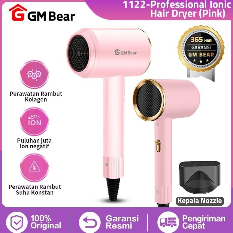NEW GM Bear Hair Dryer Pengering Rambut Ionic 1122 - Vlasy Hair Dryer Low Watt Hairdryer Pink [terba