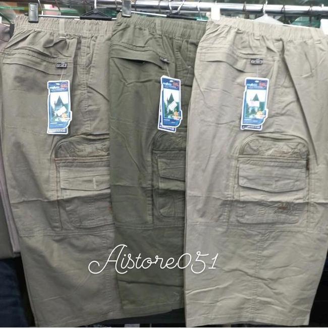 Celana Pendek Pria Katun Import Cargo 7/8 Pinggang Karet Size