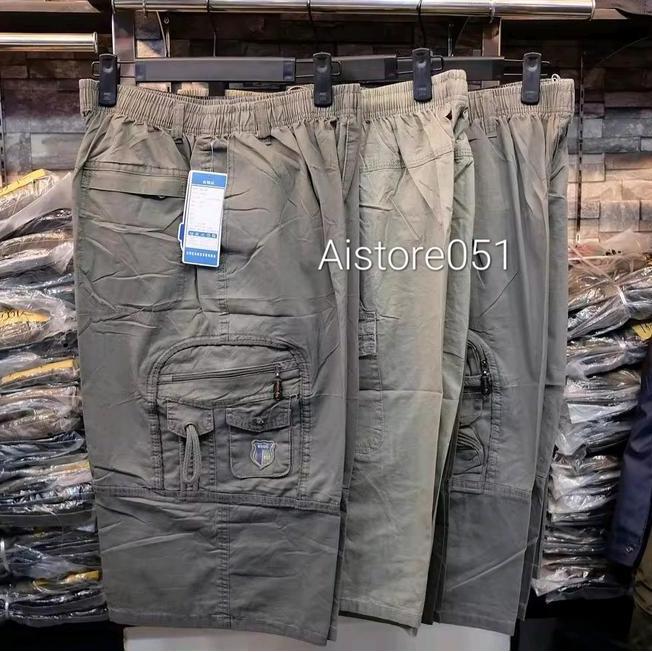 Celana Pendek Pria Katun Import Halus Grid 7/8 A Pinggang Karet