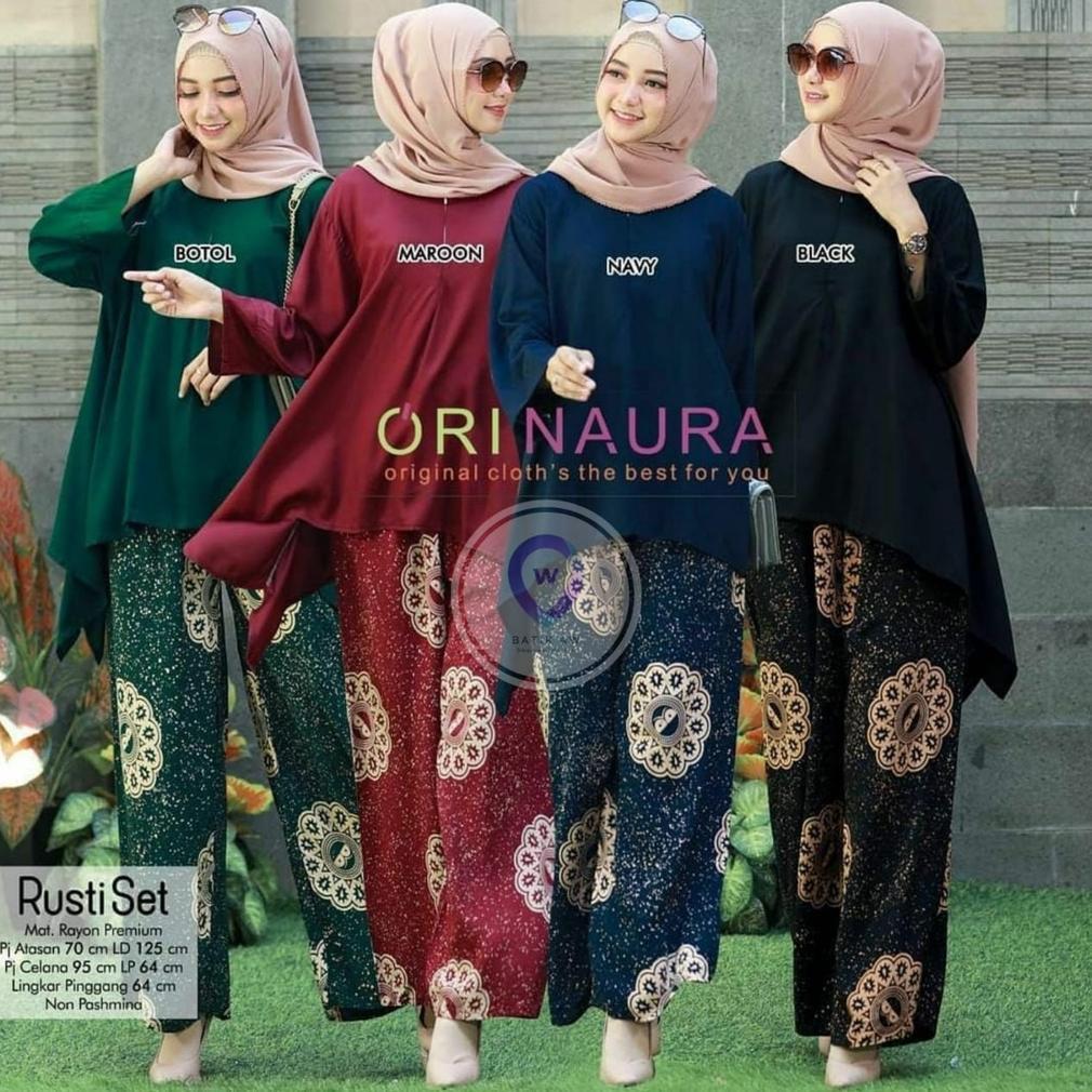 Premium Setelan Jumbo Senaya Set Waka Waka Motif Bunga Ori Naura Size Jumbo Busui Resleting Rayon Te