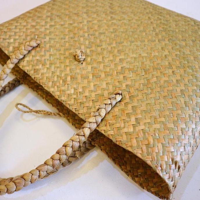 Tas Purun Polos Horizontal, Tas Anyam Rotan, Tas Pandan, Tas Decoupage LS
