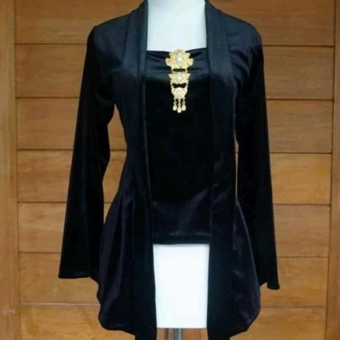 kebaya kutu baru bludru hitam polos baju adat NS