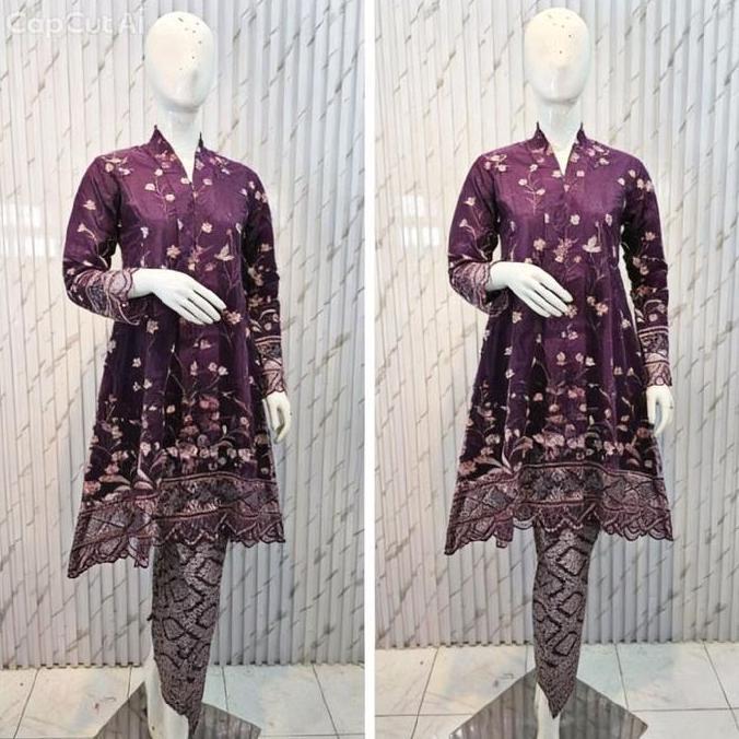 Kebaya Kartini Tulle Bordir Bunga/Kebaya Kartini/Kebaya Terbaru/Kebaya Modern TM