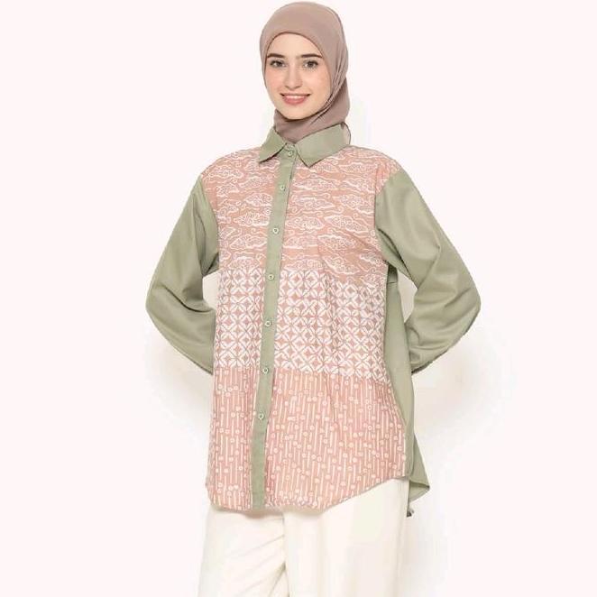 Saiara Lily Sage Saiara New Lily Sage Kemeja Batik Kombinasi Katun