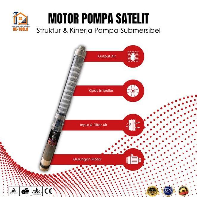 Pompa Satelit Nationalithi 3 Inch 2/5 Pompa Submersible 0.12 Kw - 0.16 Hp Output 1 Inch / 1"