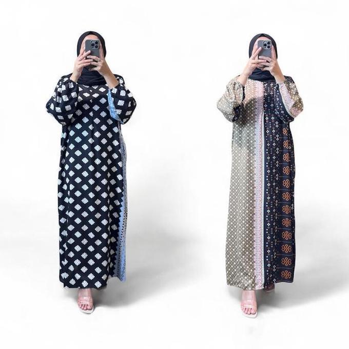 New Rerestore Gamis Renita Lengan Panjang Pb130 Busui Daster Dress Wanita Muslim Modern Motif Kekini