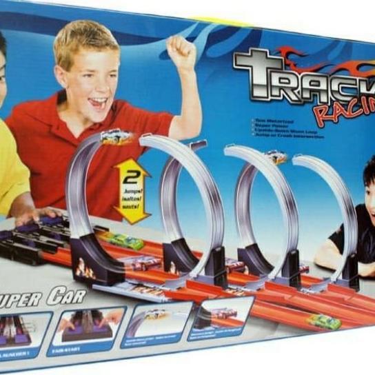 Promo mainan track racing hot wheels arena balap mobil mobilan 3 jalur Diskon