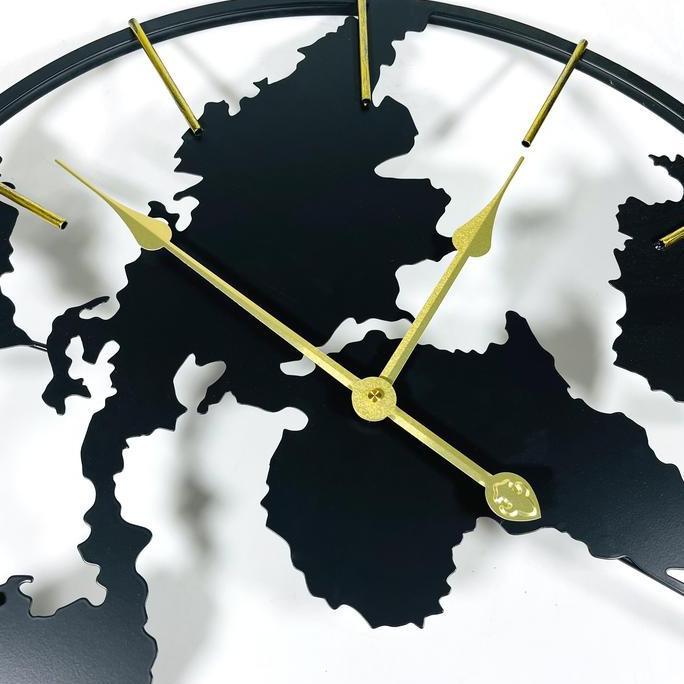 NEW Jam Dinding Besar Globe Design Iron Silent Movement 60cm - OG-55