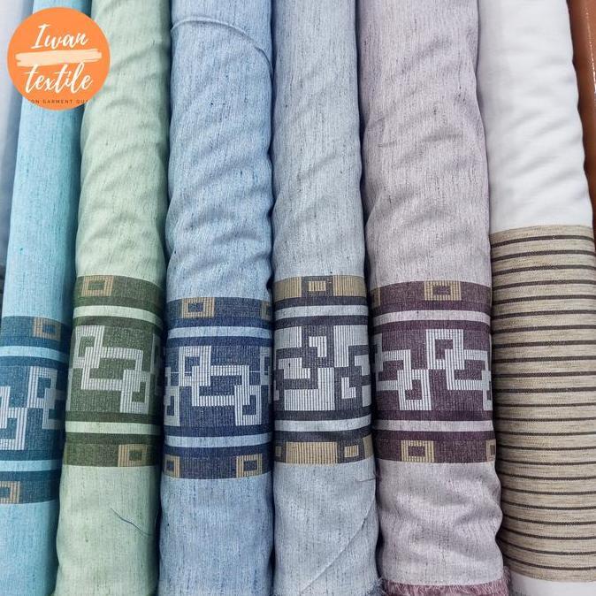 PROMO LINEN INDIA / KAIN KATUN / KATUN MOTIF PINGGIR UNTUK KOKO/KEMEJA KODE 212