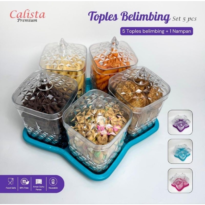 Free Ongkir Calista Toples Belimbing 1 Set 5 Pcs Toples Kristal Set Kue Lebaran Terbaru 2025 1 Set M