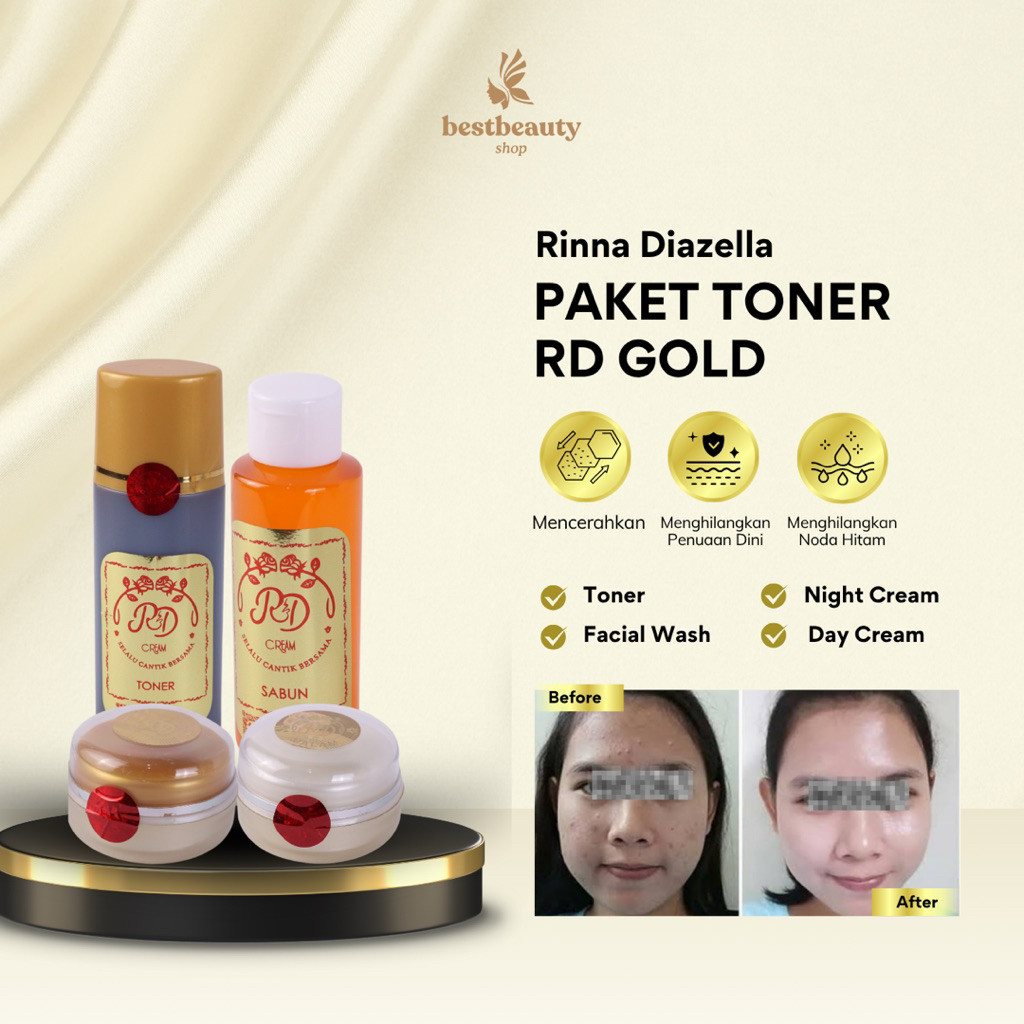 Paket Toner/Cleanser Rd Gold Rinna Diazella (Free Gift)O