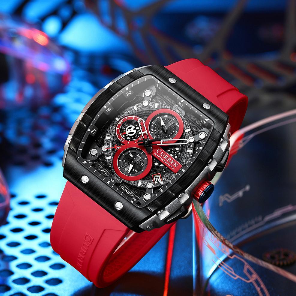 Premium Curren 8442 Jam Tangan Pria Analog Chronograph Aktif Tali Silicone Currenos