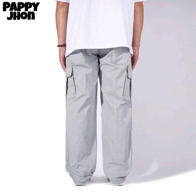 Pappyjhon - Long Pappyjhon Long Pants Cargo Grey Twill Herringbone Celana Panjang