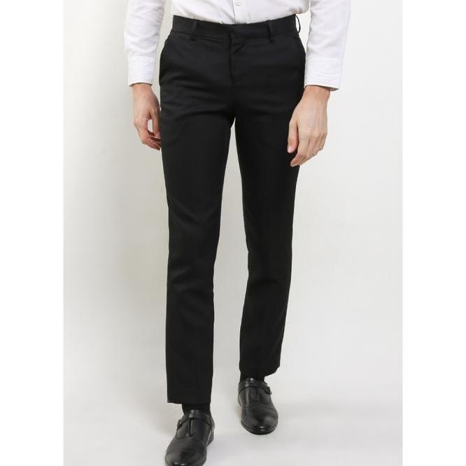 Gianni Visentin - Gianni Visentin Celana Bahan Hitam Formal Pria Slimfit 4033
