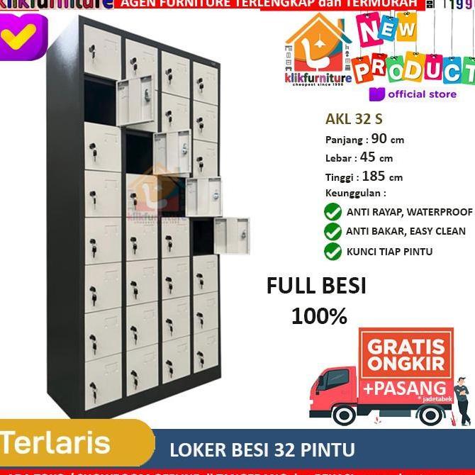 Lemari Loker Besi Locker Cabinet 32 Pintu Full Besi AKL 32 S