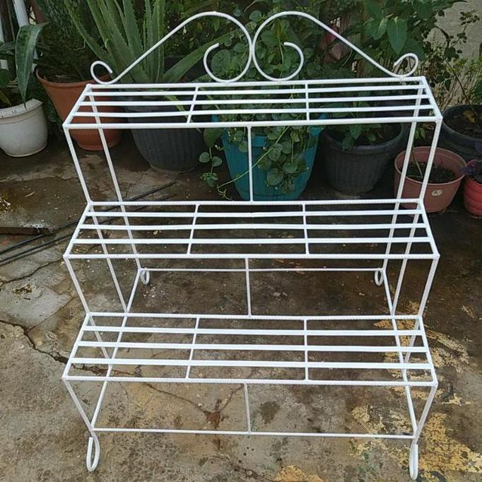 P: 80CM BESI 8MM / RAK BESI TINGKAT MODERN / RAK SUSUN BESI MINIMALIS / RAK POT TANAMAN 3 LANTAI/STA