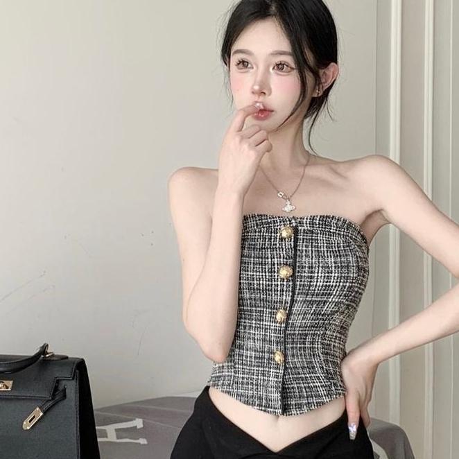 Tank Top Tweed Tank Top Tweed Atasan Mx185 Wanita Bebe Tanktop