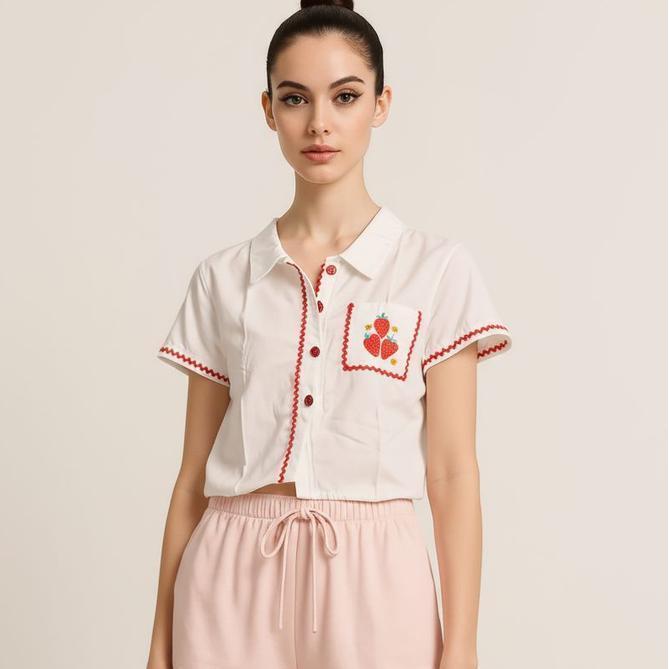 Strawberry Shirt Atasan Strawberry Shirt Atasan Wanita Import Bangkok