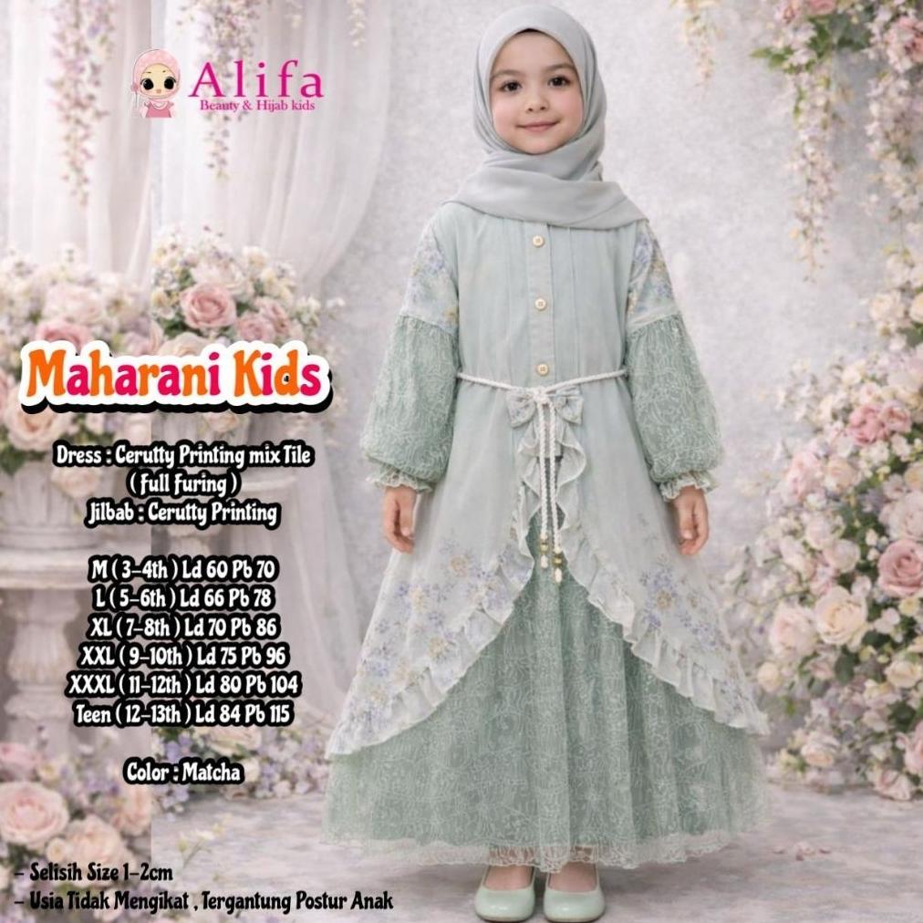 SUPER DEAL ALIFA KIDS MAHARANI KIDS GAMIS ANAK BINI ORANG CERUTY BRUKAT CANTILI FREE JILBAB BINOR BA