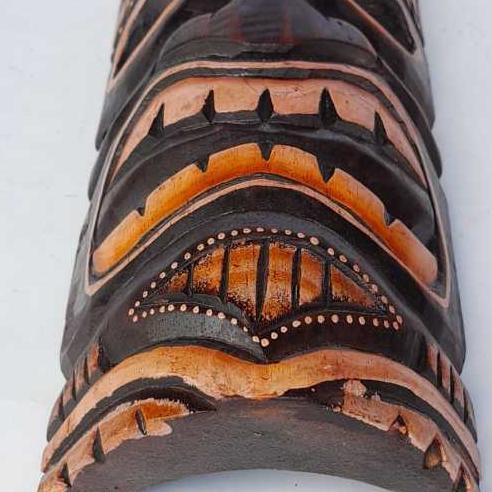 Hiasan Dinding Kerajinan Kayu Topeng Tiki 30Cm Suku Aborigin Kerajinan Ukiran Dekorasi Kayu