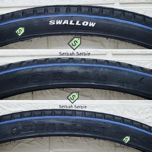 BAN LUAR SEPEDA 26X1 3/8 SWALLOW 590 26 X 1 3 per 8 HITAM PUTIH CTB PHOENIX JENGKI POLYGON SIERRA