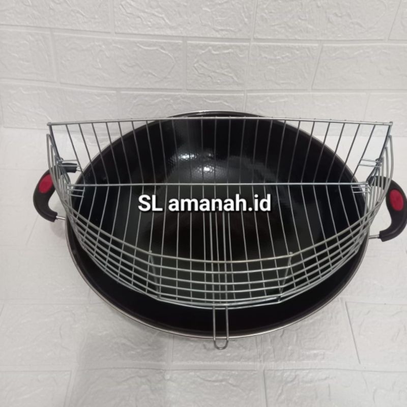 1 Set Peniris Gorengan + Wajan Enamel Tebal + Capitan/ Wajan Peniris Gorengan Serbaguna