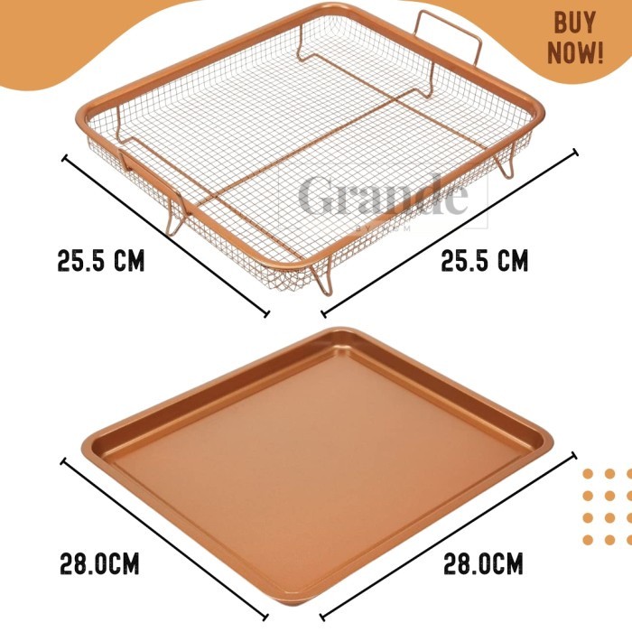 Set Kotak 25X25 Peniris Gorengan Plus Nampan Gorengan Stainless Handle
