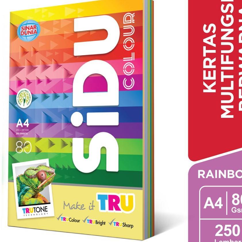 Sidu Kertas Fotocopy Berwarna Rainbow (10 Warna) 80 Gsm A4