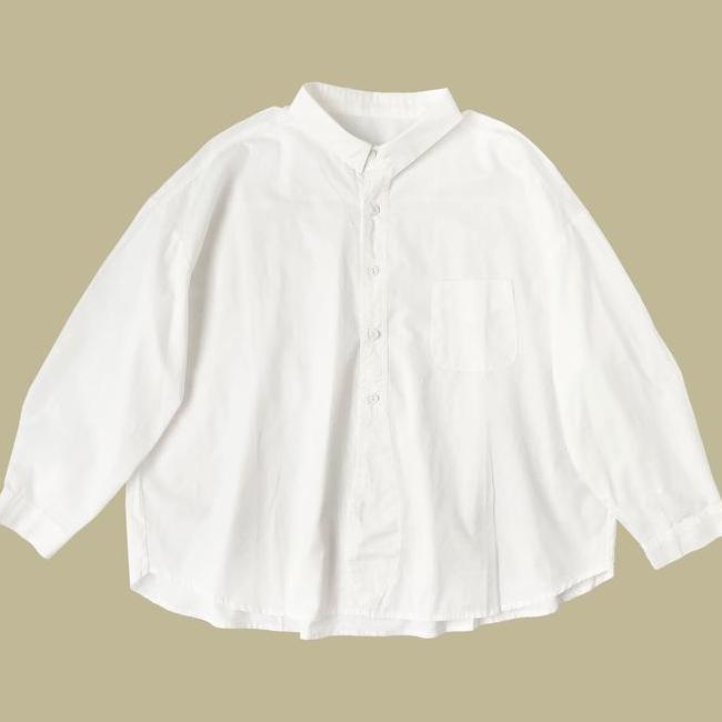 Blus Kemeja Katun Blus Kemeja Katun Poplin Putih Drop Shoulder Oversize Korea