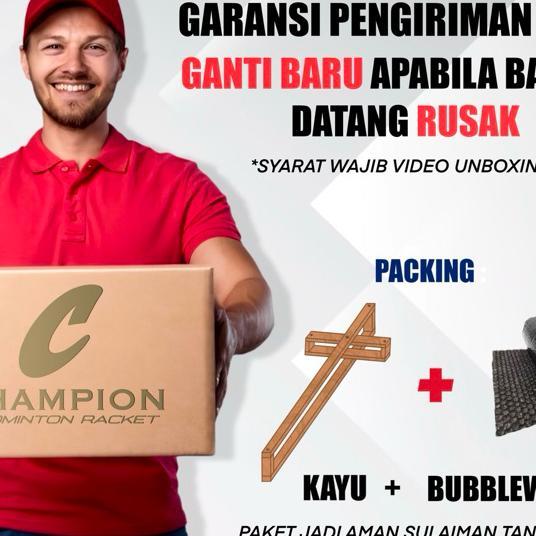 Champion Raket Badminton Bulutangkis Original Isi 2 Bonus Tas Kualitas Bagus Free Packing Kayu