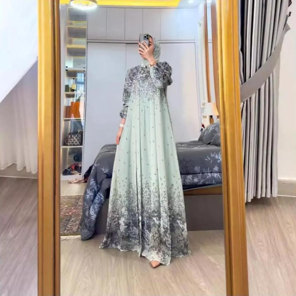 KUALITAS SUPER GAMIS DRESS MOTIF BUNGA SET HIJAB | GAMIS SET JILBAB | GAMIS SET HIJAB TERBARU