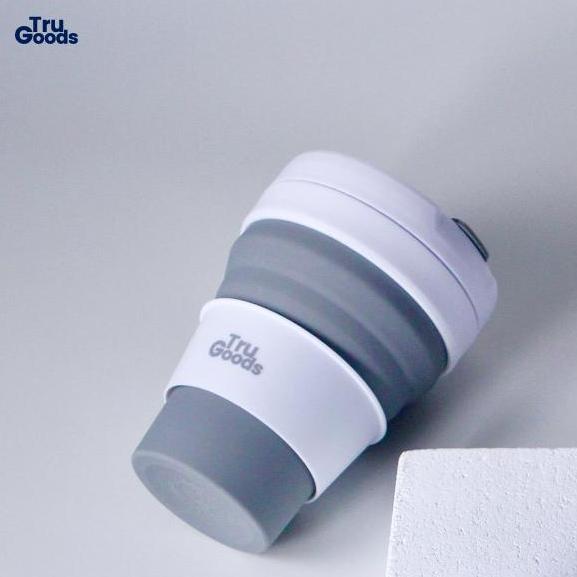 Foldable Cup Premium Tru Goods / Gelas Kopi Lipat 475 ML - Grey
