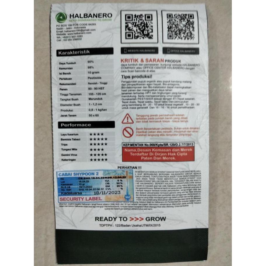 Benih Cabe Rawit SHYPOON 2 Halbanero - Bibit Cabe Shypoon 2 - crm cabai Shypon Shipon sypon sipon PA