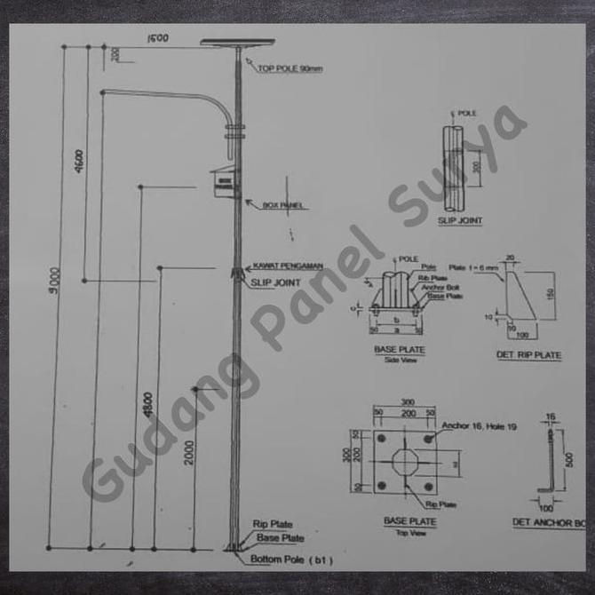 PREORDER Tiang Lampu PJU Tenaga Surya 9Meter 9m Oktagonal Single Arm