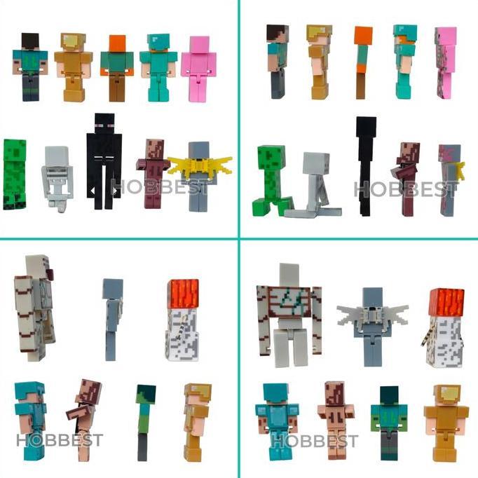 Action Figure MINECRAFT isi 10 pcs - Miniatur Topper Kue Pajangan Mainan Keychain Mine Craft Minicra