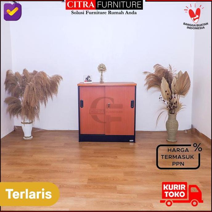 Lemari Arsip Kayu 2 Pintu Sliding Pendek|Lemari sleding Kantor