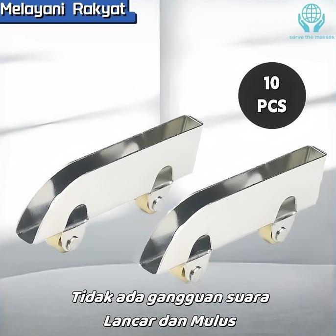 HASQUINE 10Pcs Kaca Pintu Geser Roda Baja Tahan Karat Roda Rel Pintu Geser Katrol Pintu Kaca Katrol 