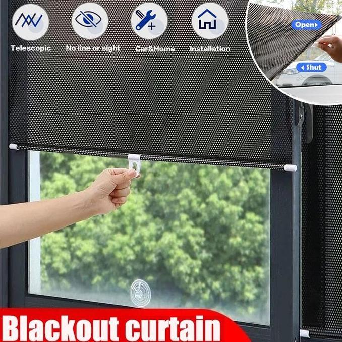 HAMDORA Gorden Gulung Roller Blind / Korden Jendela Tempel Tanpa Paku / Tirai Jendela Gulung Punch-f