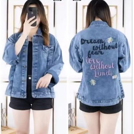 CUCI GUDANG CARYS - JAKET WANITA VINTAGE DENIM JEANS PREMIUM BORDIR TULISAN