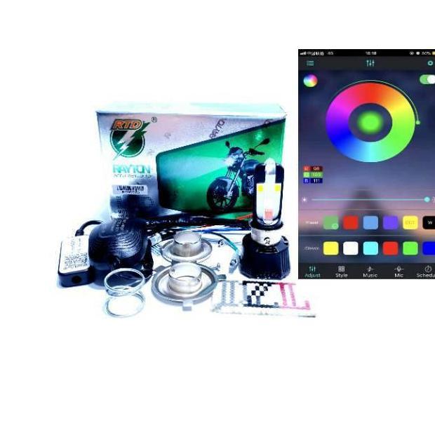 LAMPU UTAMA LED RTD M02K WIRELESS CONTROL SMARTPHONE STEL 4 SISI MATA LED H6 H4 HS1