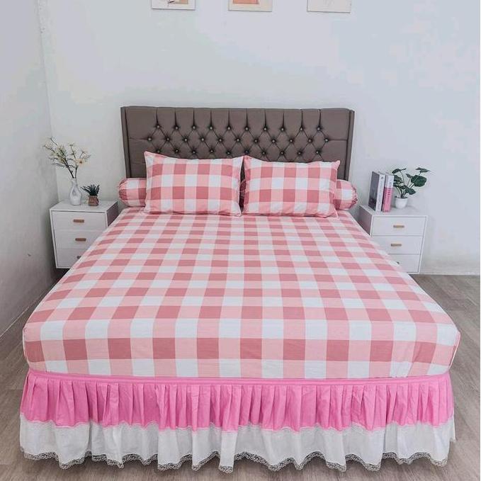 TERLARIS SPREI ANTI GESER KATUN LOKAL MOTIF EMILY PINK