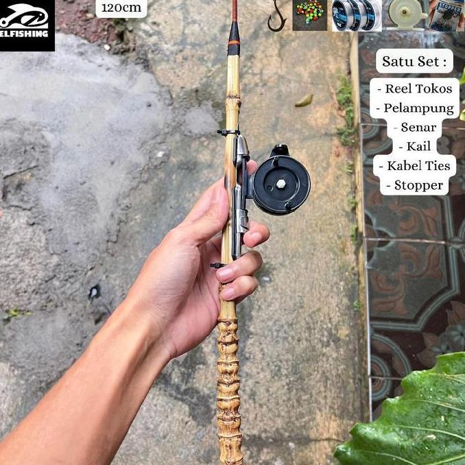 Joran pancing wader satu set lentur bambu cendani 120cm