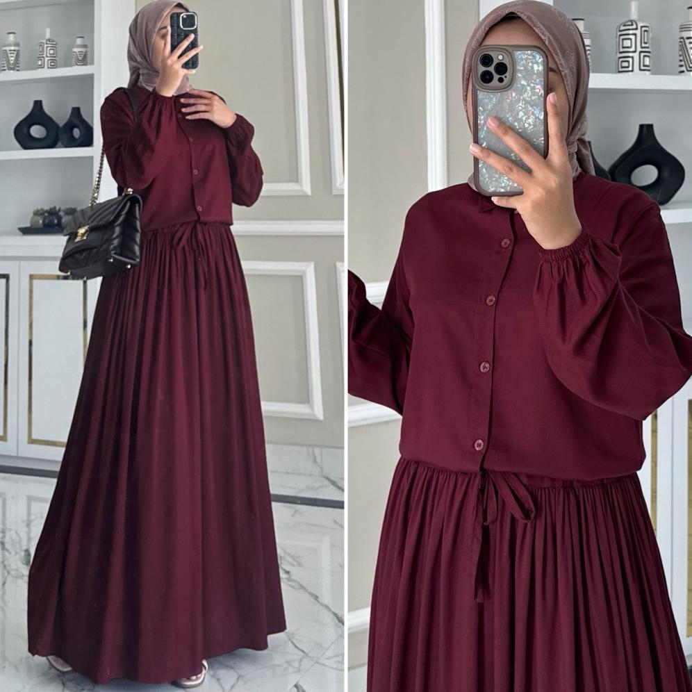diskon aurelia dress by zalfa outfit / gamis polos / dress polos / gamis rayon