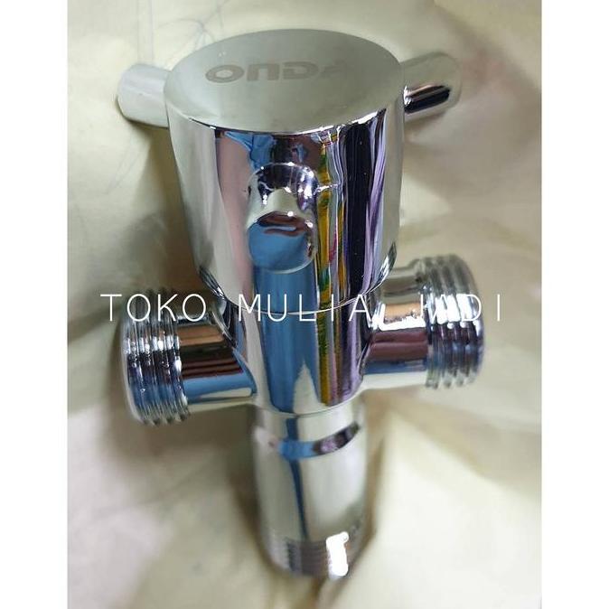 BEBAS ONGKIR - Stop kran kloset cabang 2 ONDA / stopkran keran air angle valve T tee closet shower b