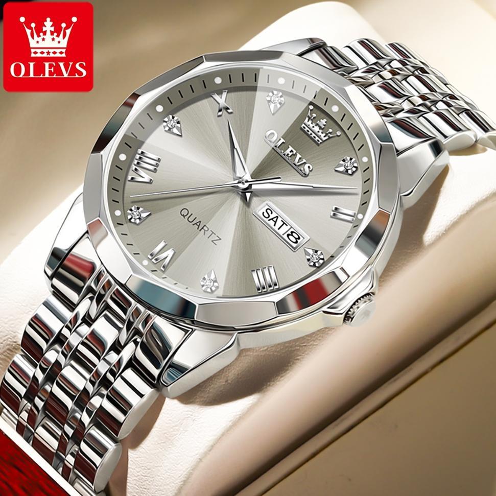 TERLARIS OLEVS JAM TANGAN PRIA ANTI AIR ORIGINAL STAINLESS STEEL LUMINOUS MEN WATCH ANALOG MODEL 993