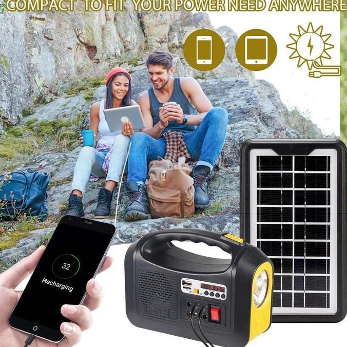Solar Light Lampu Panel Surya VDR V-1588S-U Dengan 2 Bohlam - Solar Lighting System Lampu Emergency 