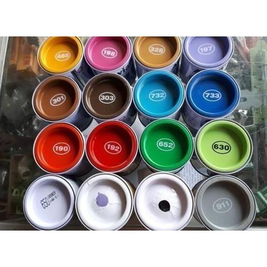 Cat Avian Kayu Besi Kilap 100Cc Putih Hitam Warna Kaleng Kecil